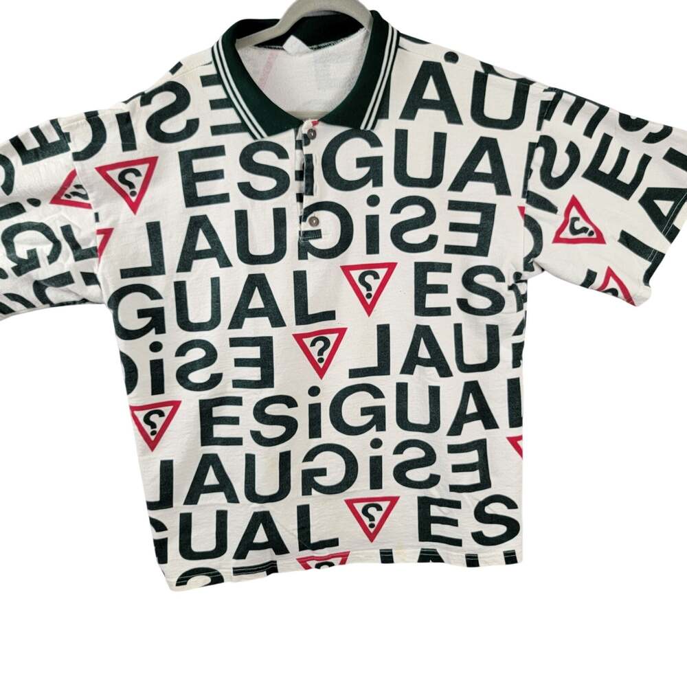 Vintage 1996 Iguales Guess Parody All Over Print Polo Shirt Oversized XL Mens